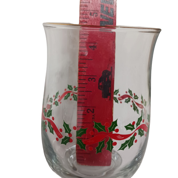 2 Christmas Glasses Tumblers Candle Holders Holly Berry Multi-Use Holiday Decor - Picture 12 of 14